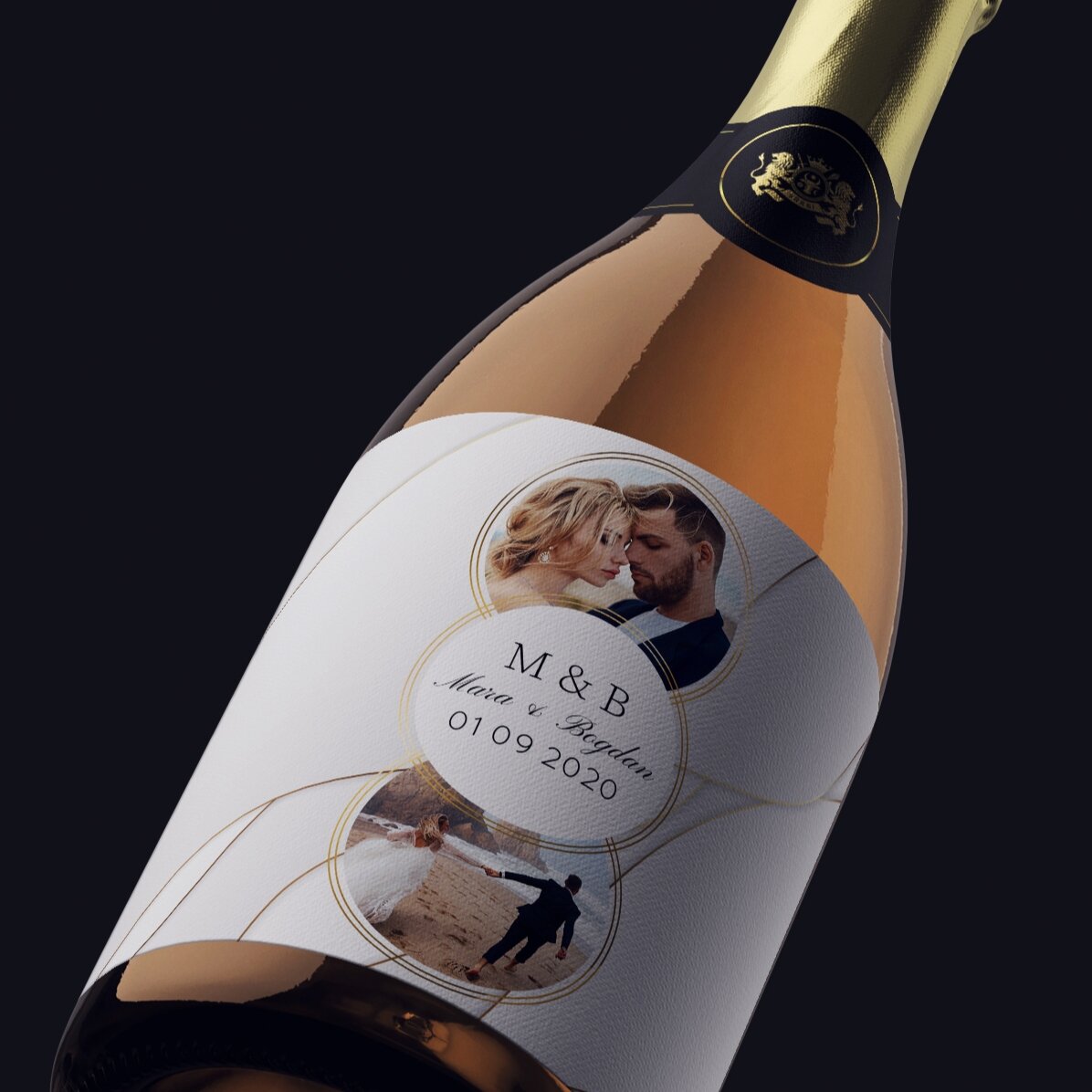 Vino espumoso personalizado con foto y texto - Together