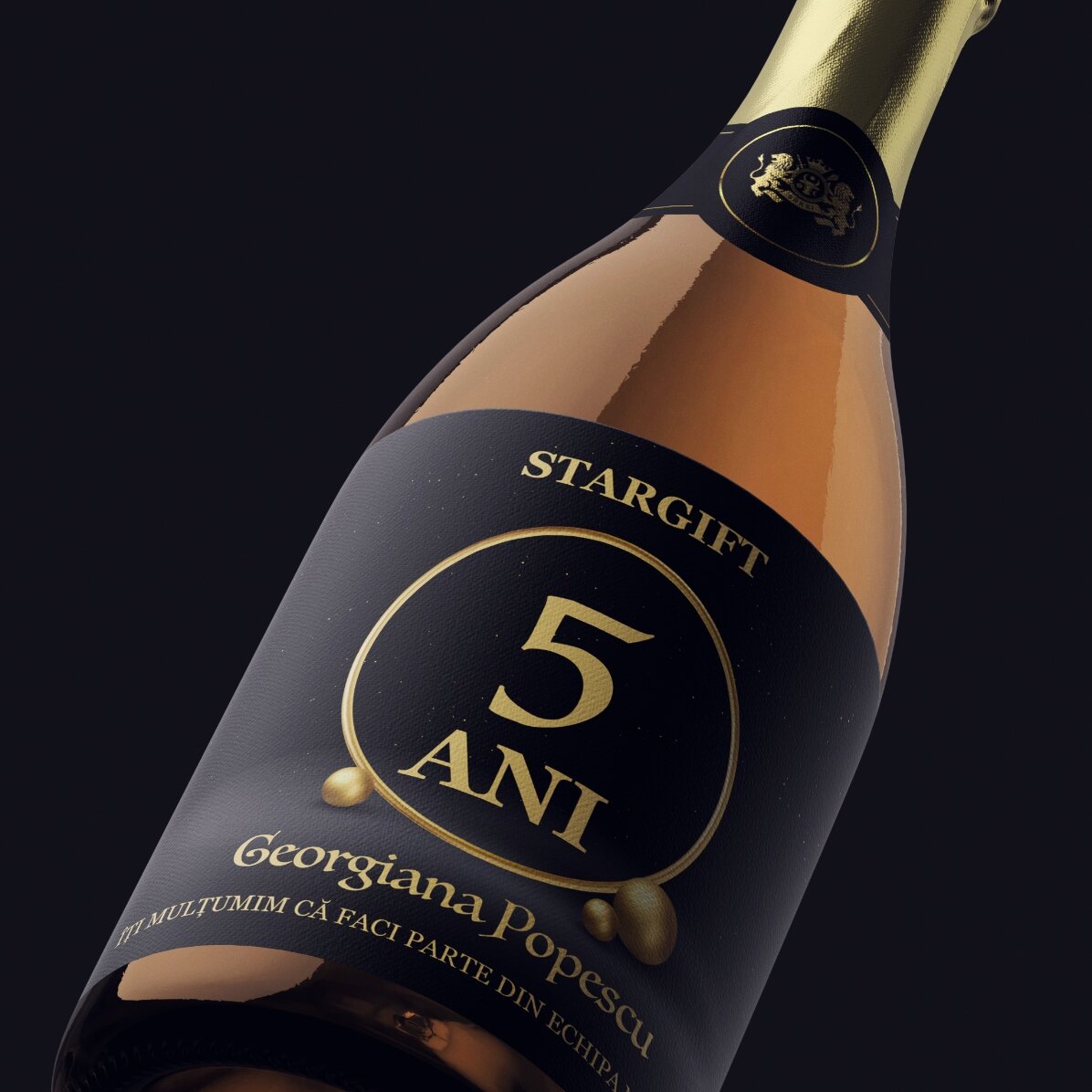 Vino espumoso personalizado con texto - Aniversario de la empresa