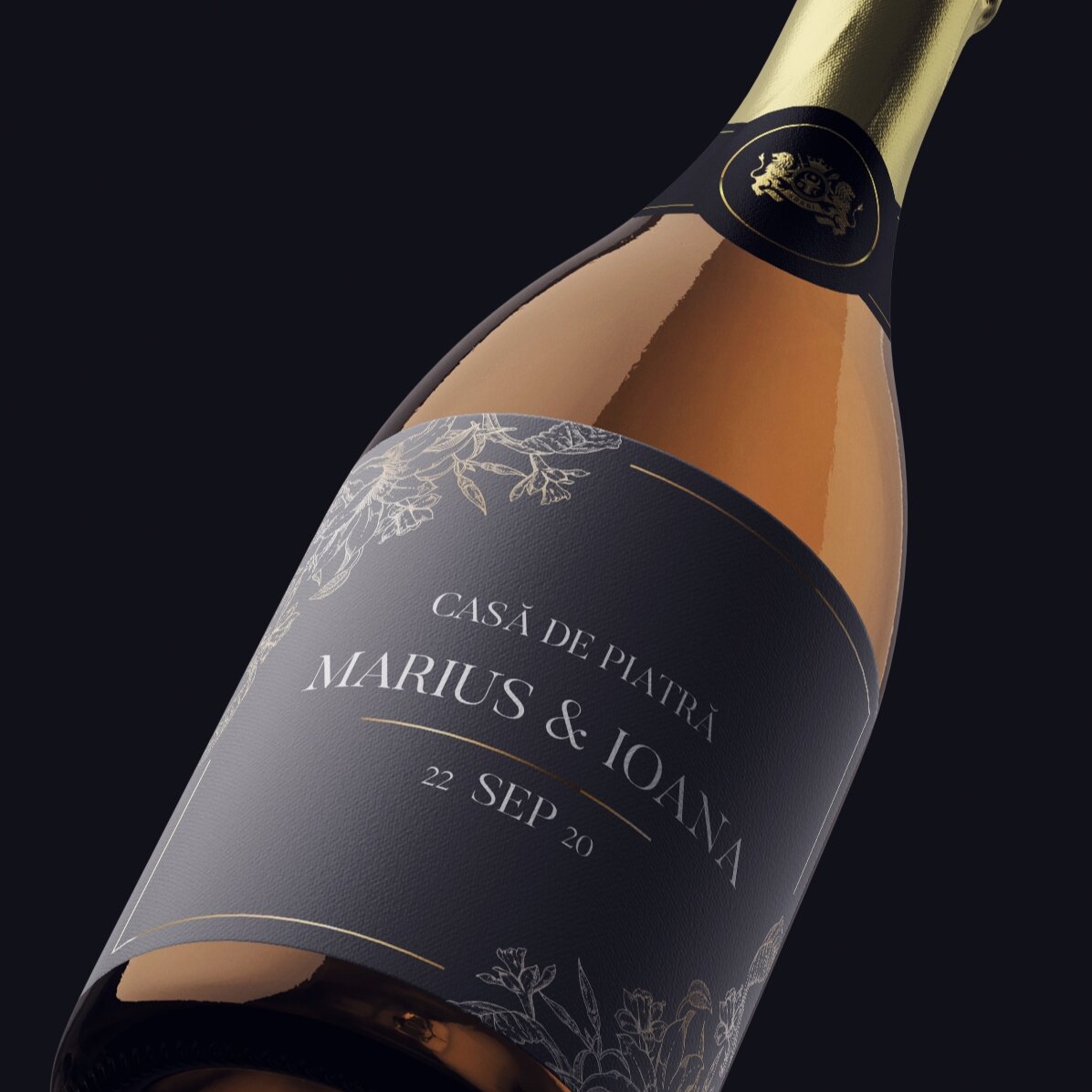 Vino espumoso personalizado con texto - Casa de piedra