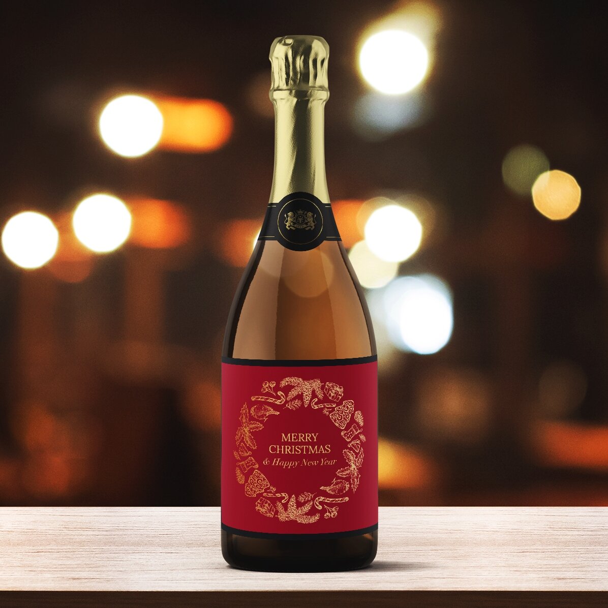 Vino espumoso personalizado con texto - Christmas Spirit