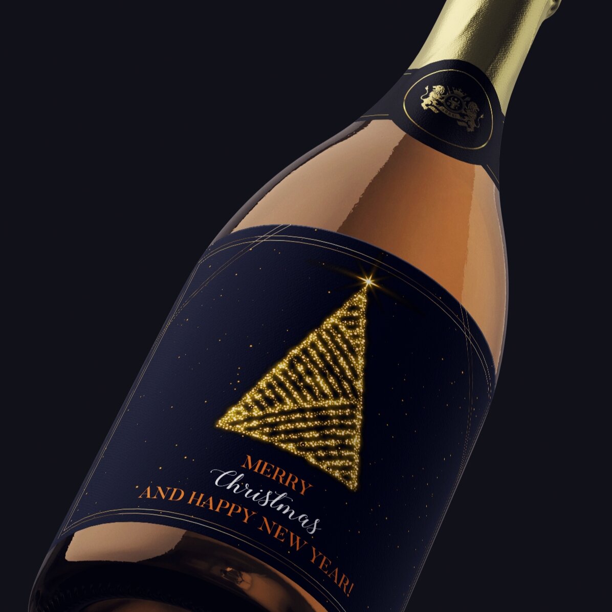 Vino espumoso personalizado con texto - Christmas Tree