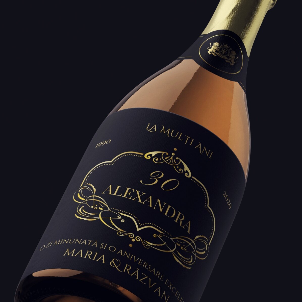 Vino espumoso personalizado con texto - Elegante