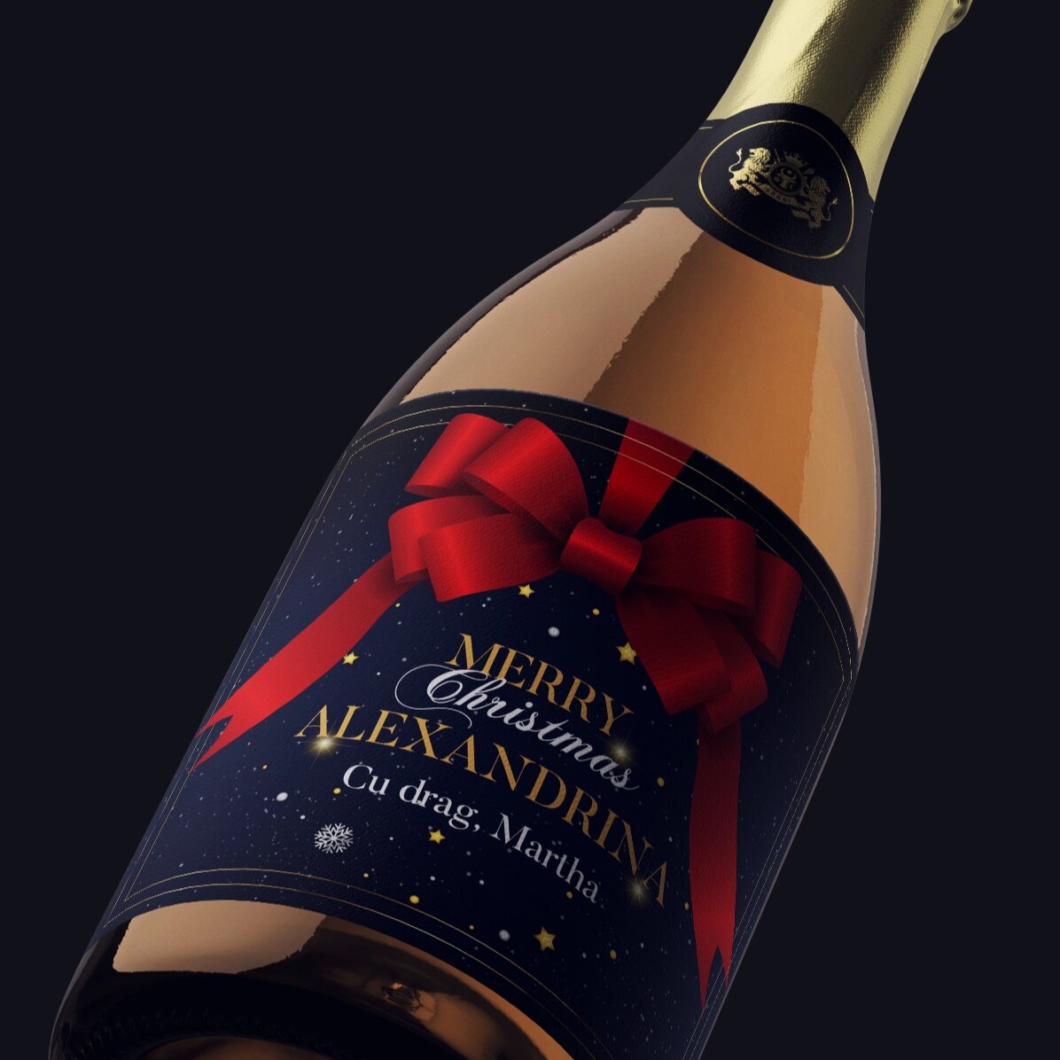Personalised sparkling wine with text - Glamorous Christmas