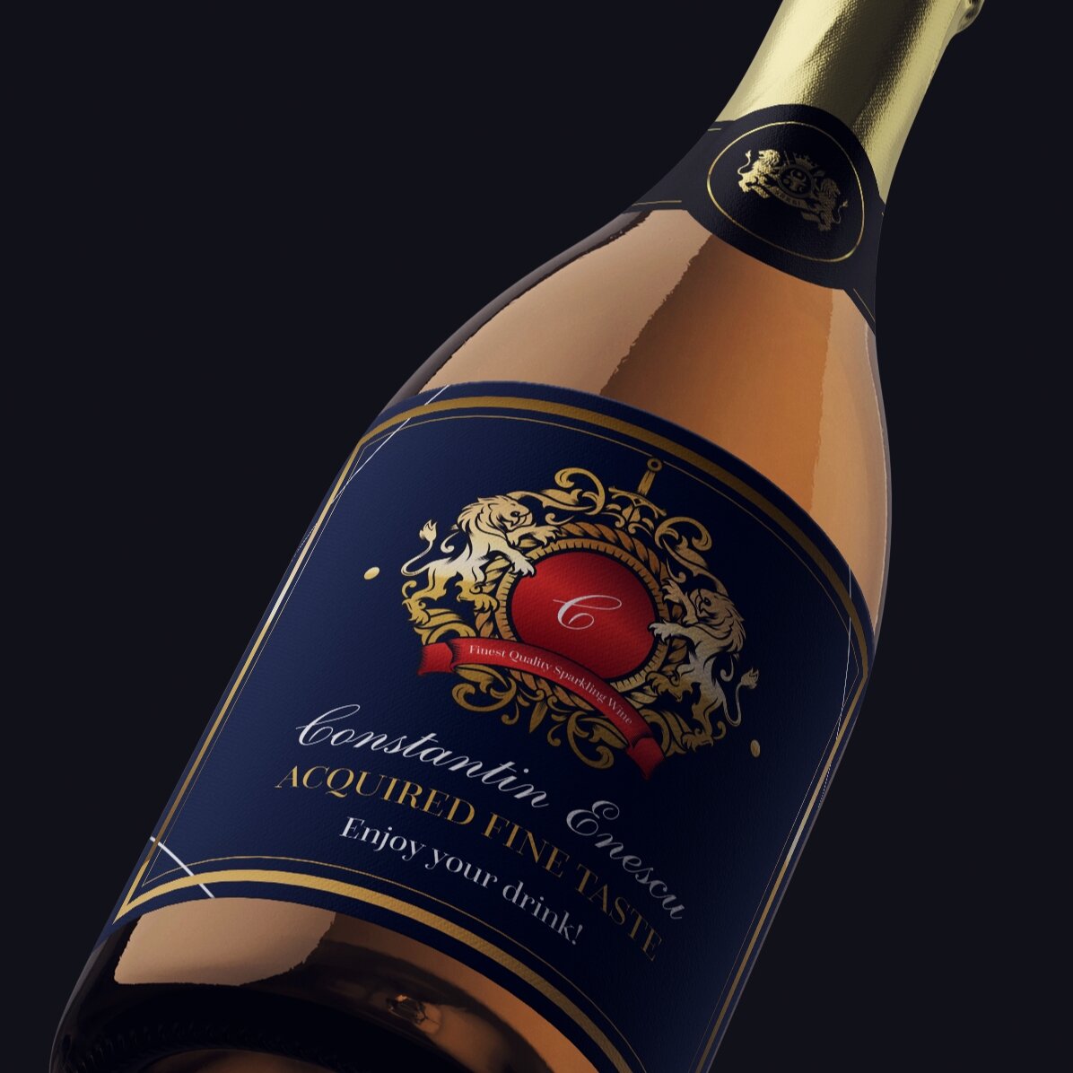 Vino espumoso personalizado con texto - Heraldry
