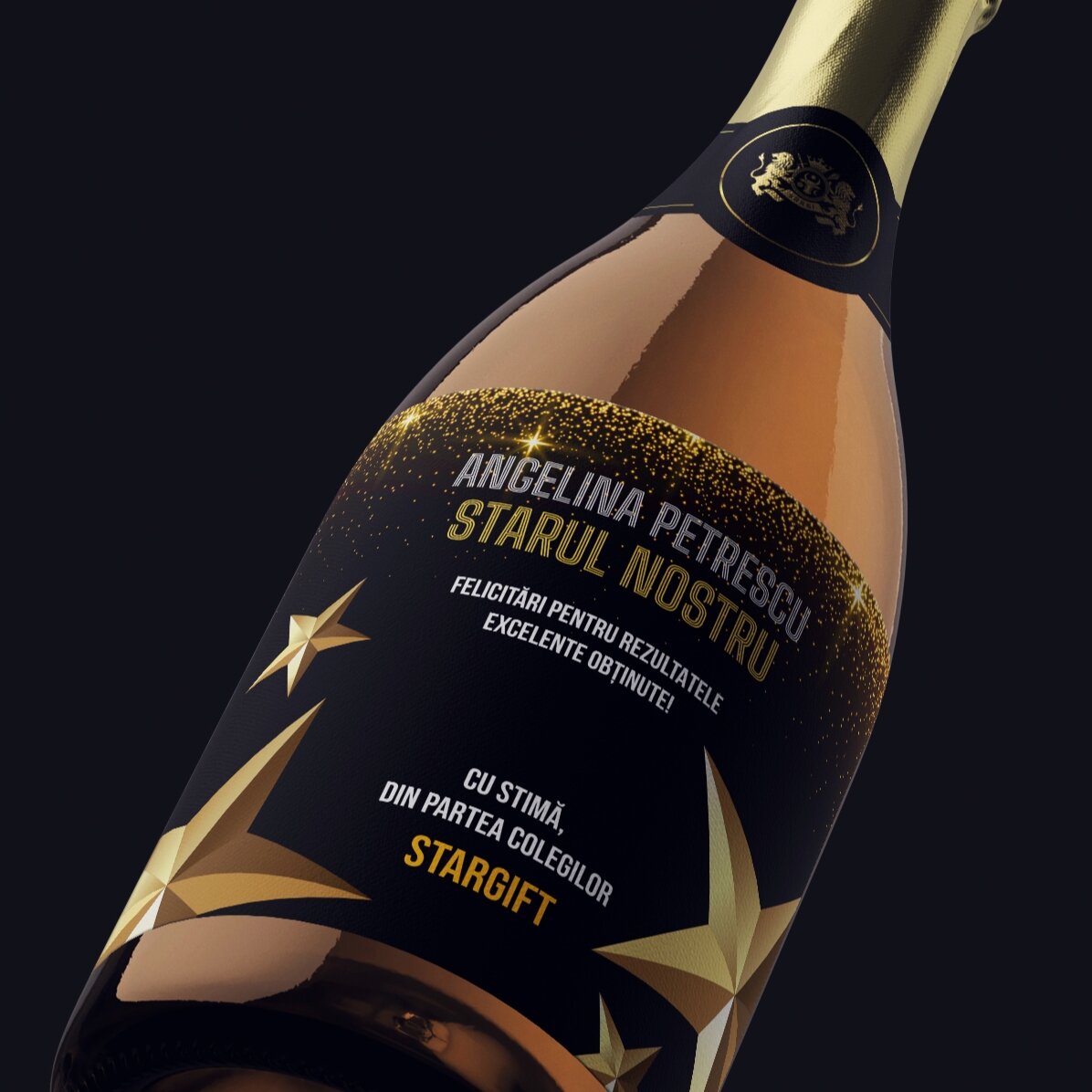 Vino espumoso personalizado con un mensaje para la jubilación