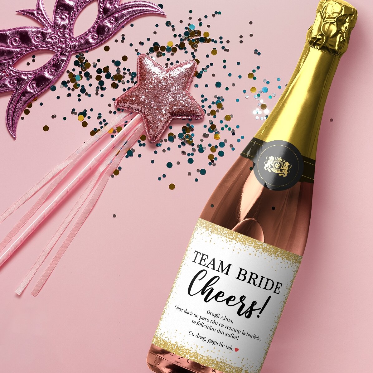Vino espumoso personalizado con mensaje para la despedida de soltera - Cheers