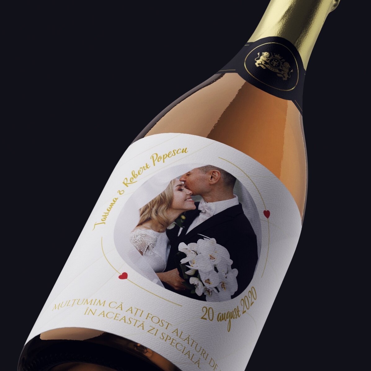 Vino espumoso personalizado con texto y foto - Our Wedding