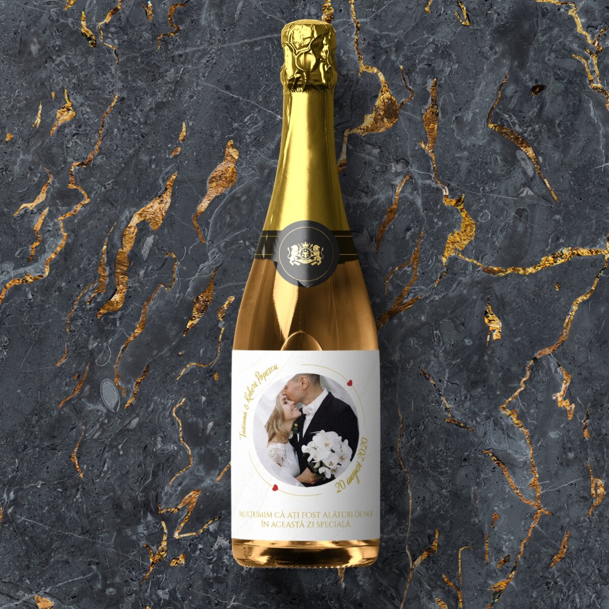 Vino espumoso personalizado con texto y foto - Our Wedding