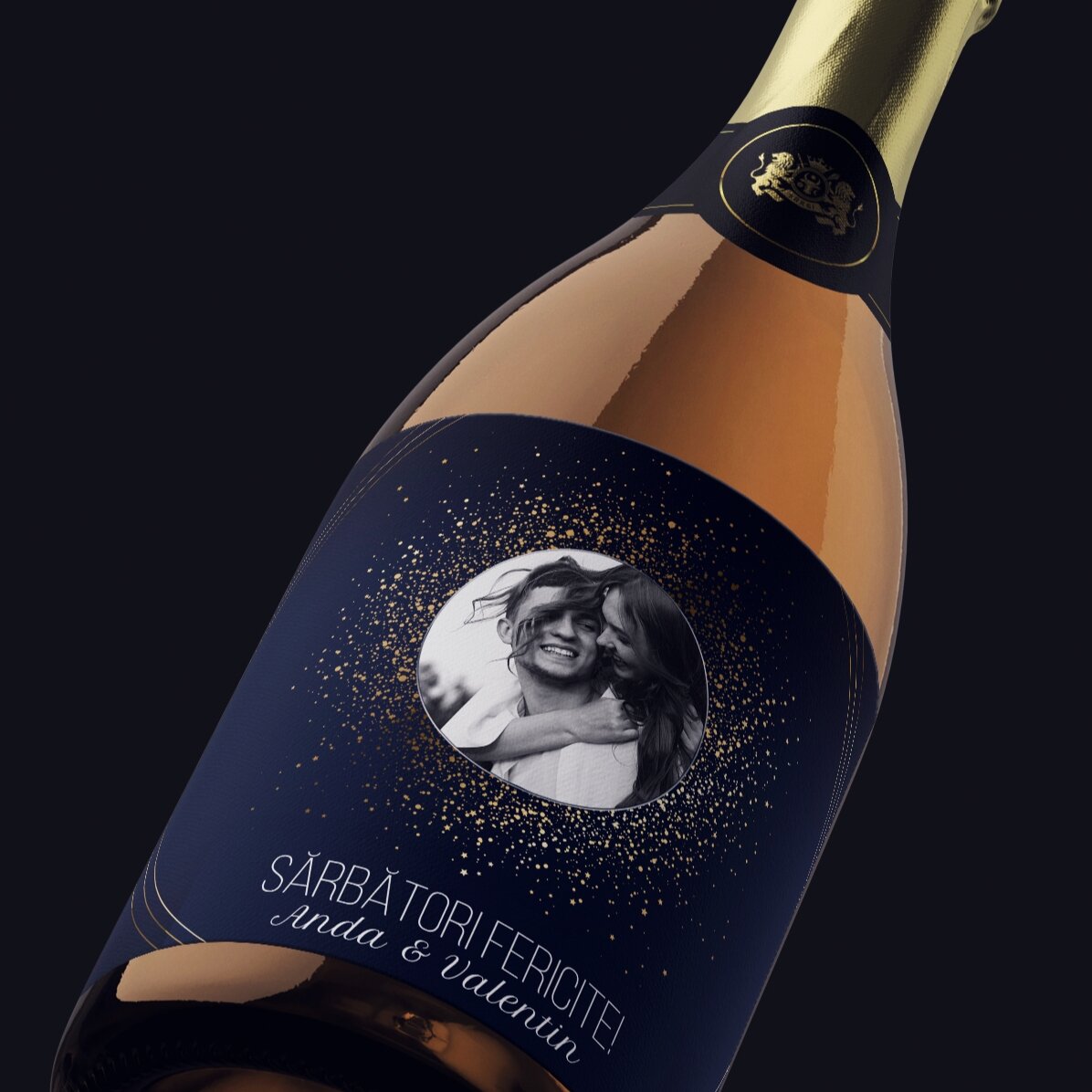 Vino espumoso personalizado con texto y foto - Sparks of Joy