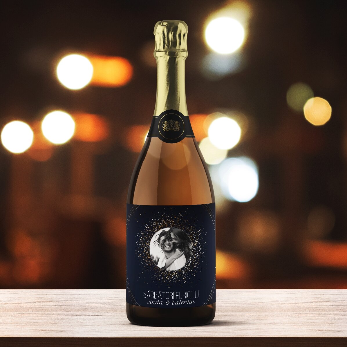 Vino espumoso personalizado con texto y foto - Sparks of Joy