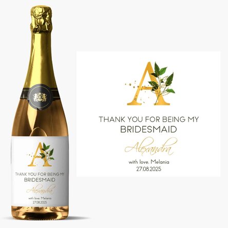 Vino espumoso personalizado con el texto «Thank you»